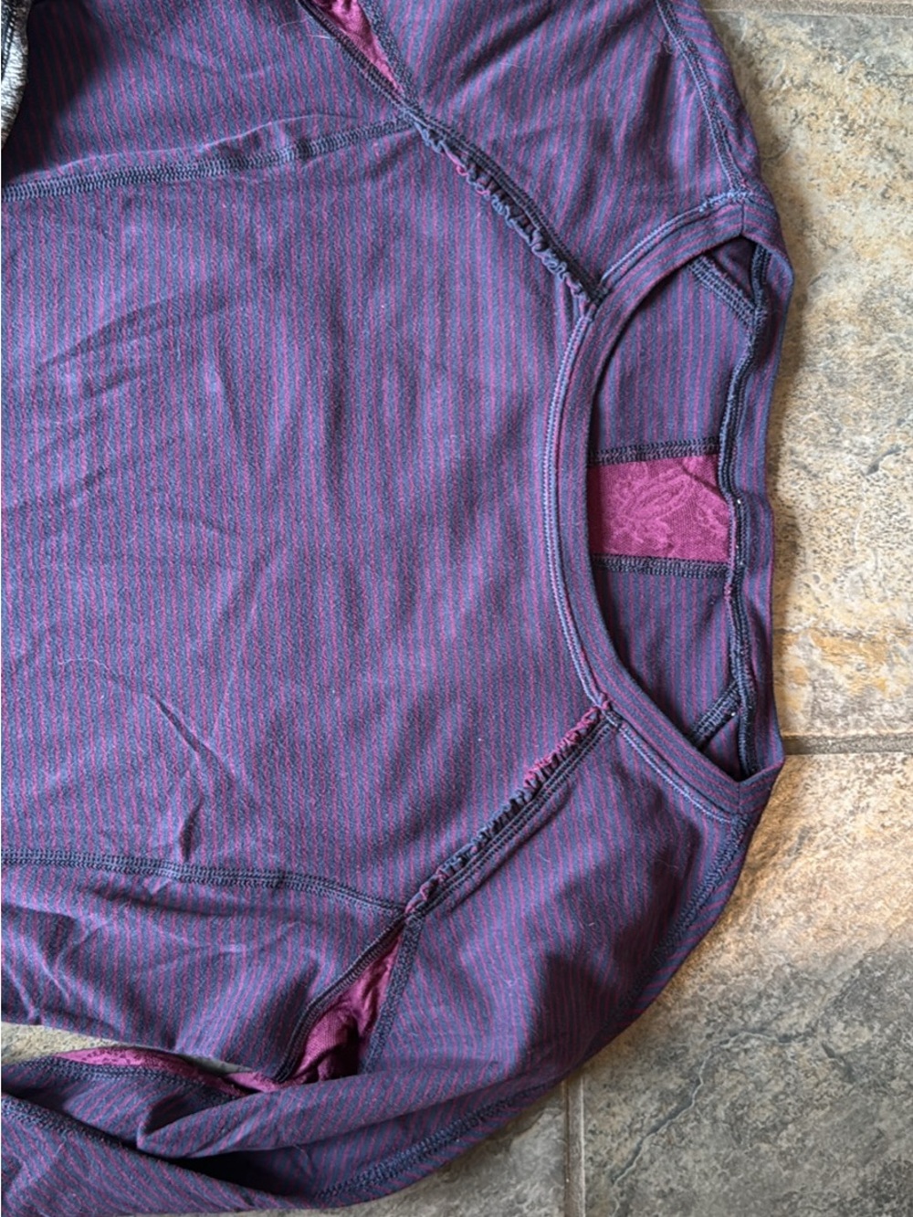 lululemon athletica Purple and Pink Striped Long Sleeve Tee